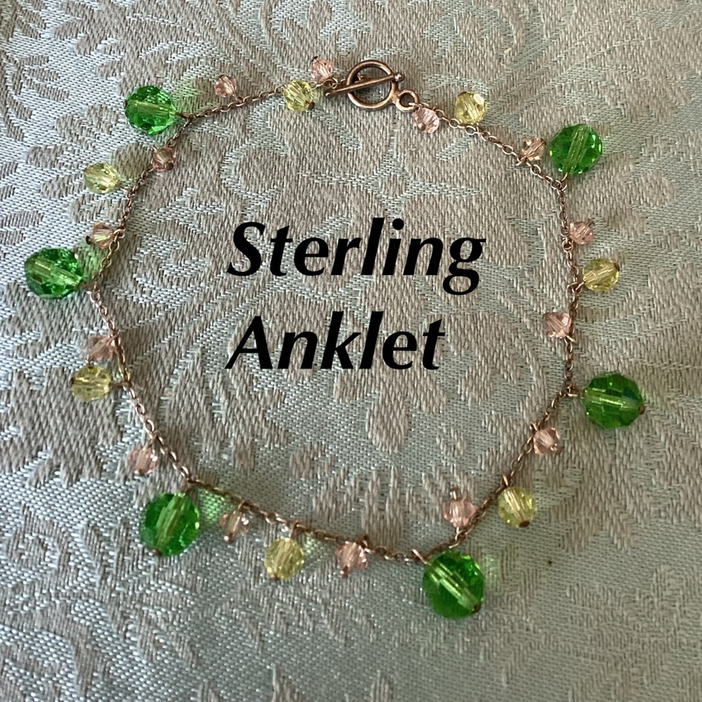 🪷 Sterling Silver Crystal Anklet